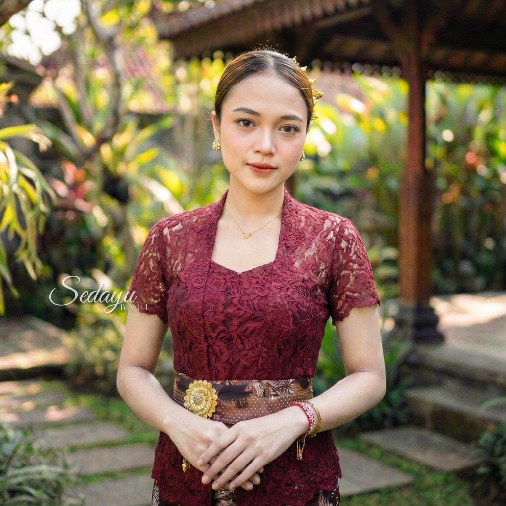 Kebaya lengan pendek bahan shopia brokat ( kebaya saja ) atasan wanita tradisional dan modern