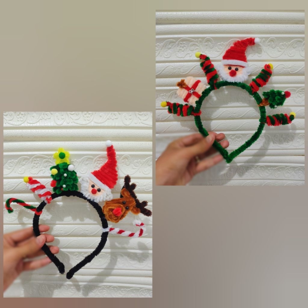 Bando Natal | Aksesoris Rambut Wanita | Bando Kawat Bulu