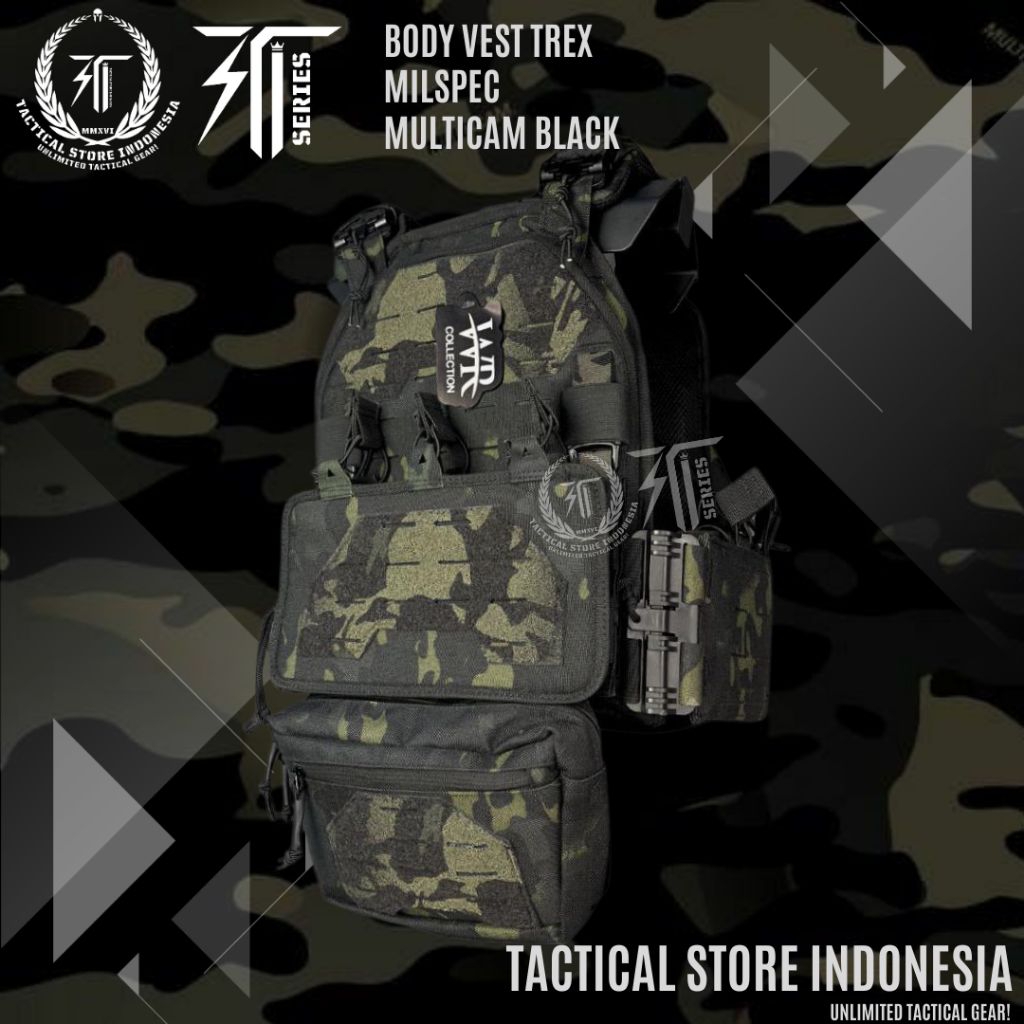 TSI SERIES ® BODY VEST TREX MULTICAM BLACK ORIGINAL - Rompi Body Vest Tactical TNI POLRI BRIMOB