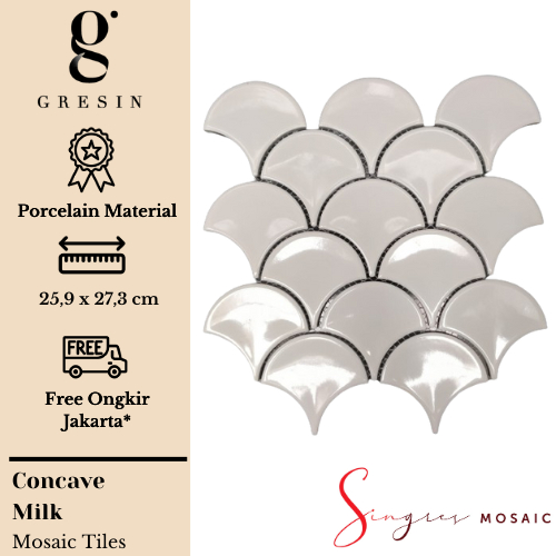 Concave Milk Singres Mosaic Tiles | Mosaic Keramik