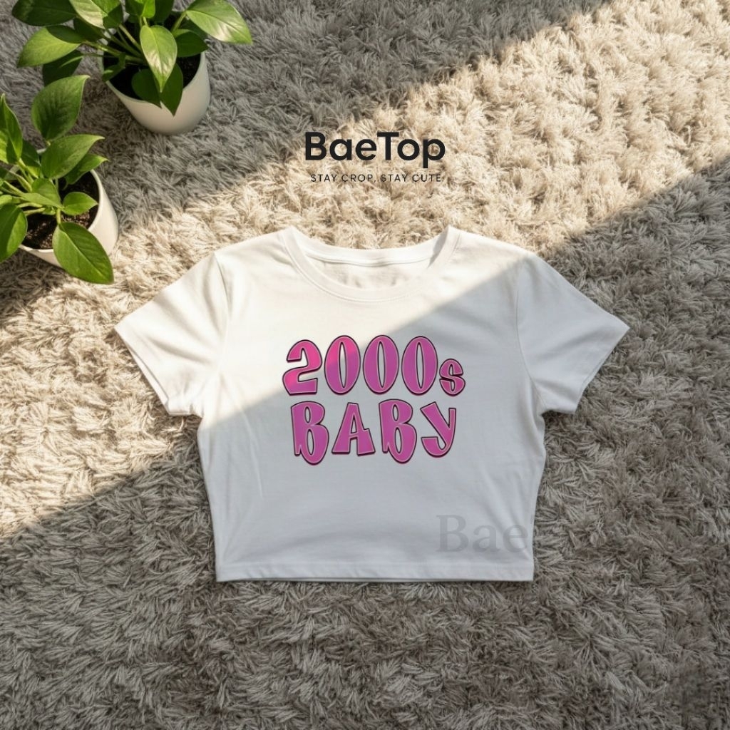 CROP TOP 2000s BABYTEE FONTS Y2K  | CROPTOP | CROP TOP HITAM | CROP TOP PUTIH | CROP Y2K | BOOTLEG |