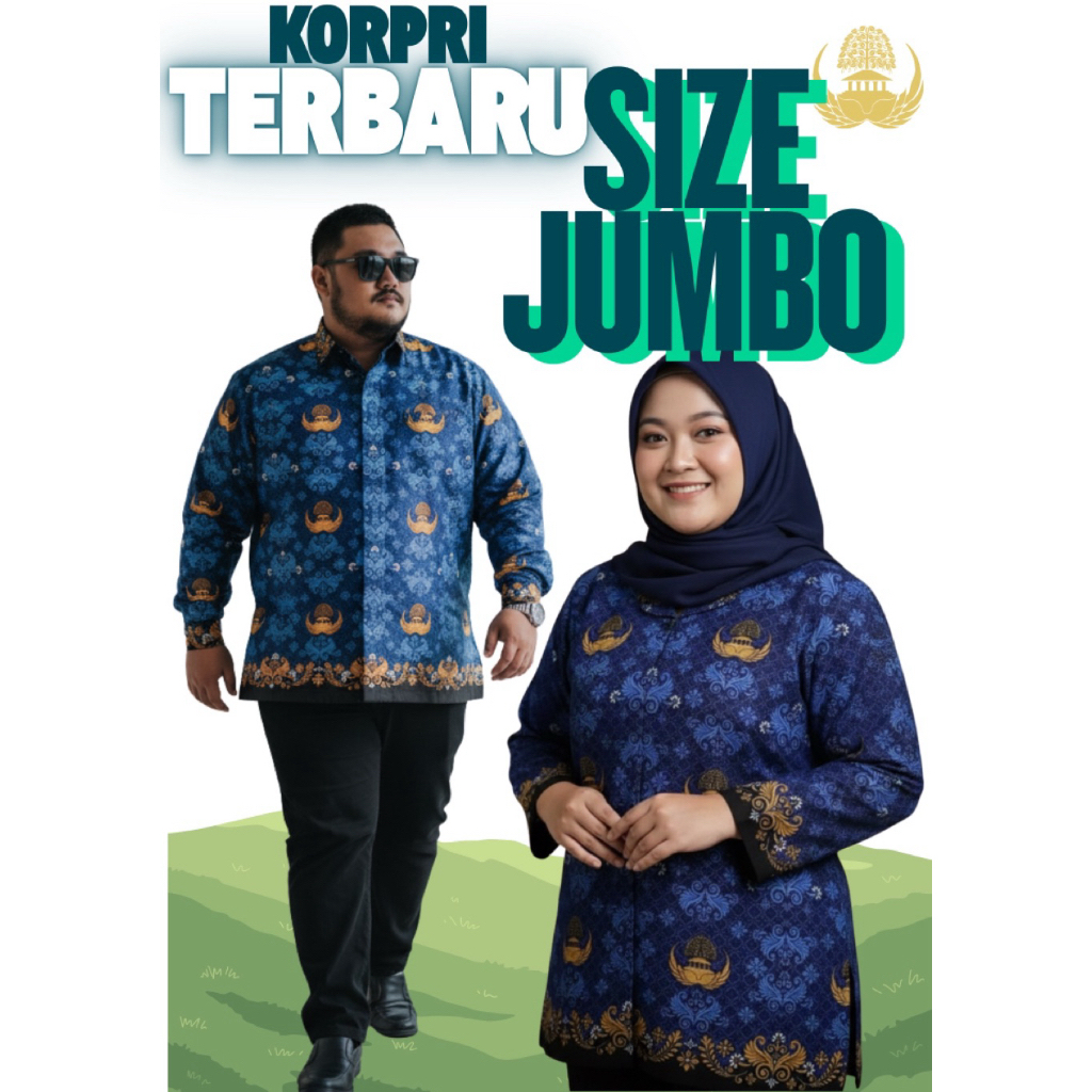 BAJU Korpri Pria Wanita BIG SIZE JUMBO GEMOY Bahan Katun Premium Full Furing Adem Jahitan Rapi
