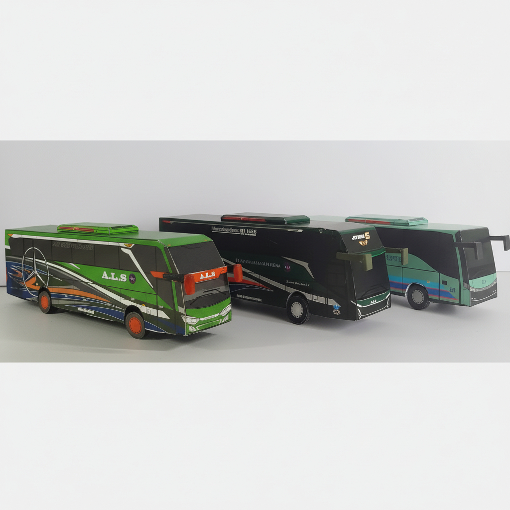 Miniatur Bus ALS JB3, ALS JB5, ALS Livery Lama (Antar Lintas Sumatera) (Lampu LED, Lampu Strobo, Bas