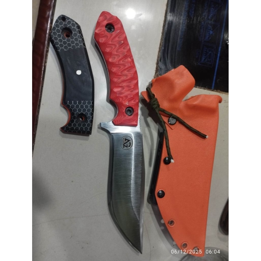 handmade bushcraft knife pisau muktifungsi bohler k110 sarung kydex gagang micarta