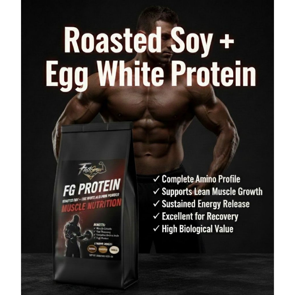 1 Kg FG Whey Protein kedelai + Protein putih telur /Dark Cocolate Vanilla/protein otot/mass gainer/p