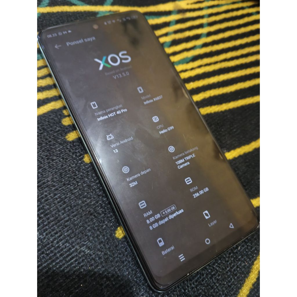 infinix hot 40 pro second likenew fullset 8gb 256gb