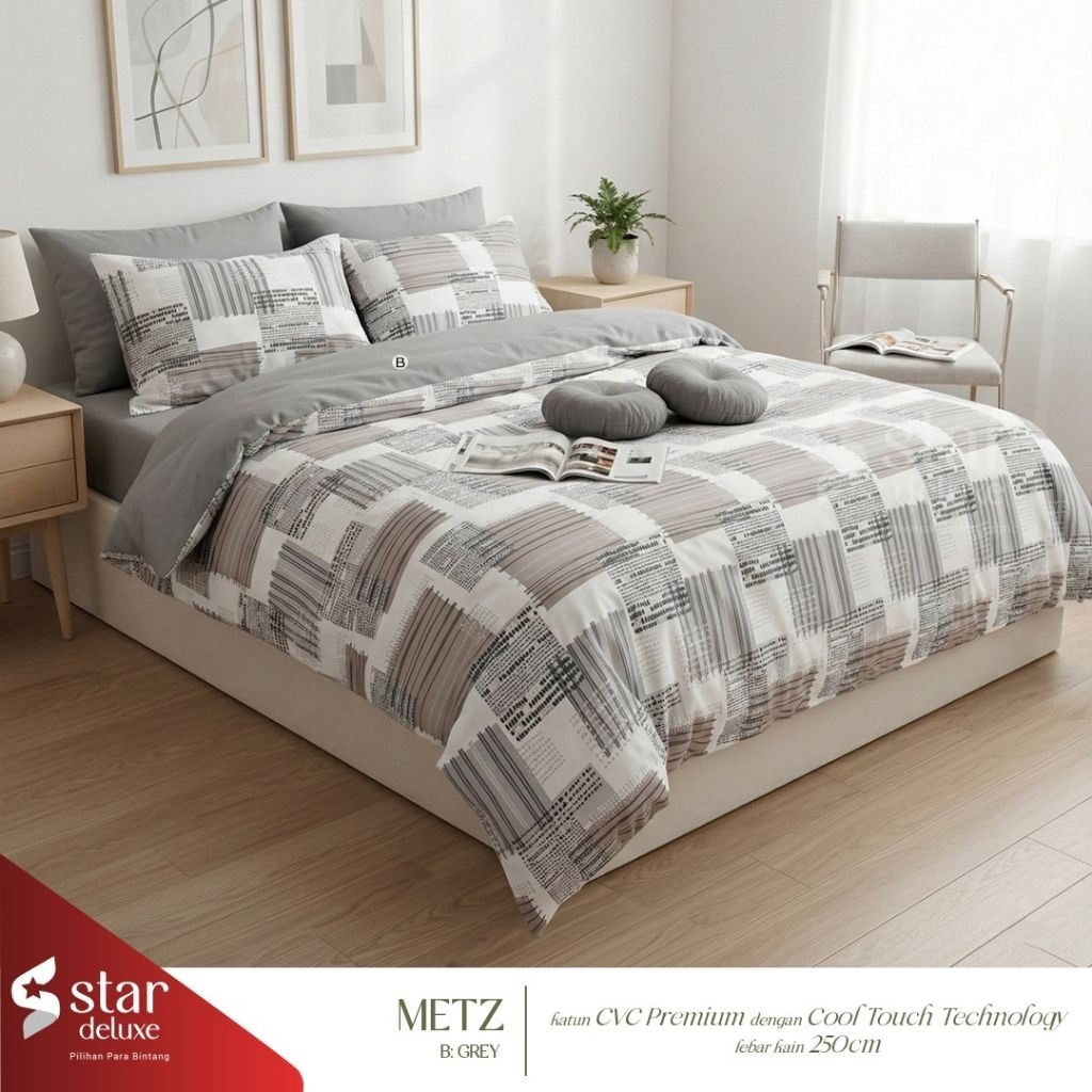 sprei lincoln star/ sprei minimalis / sprei kotak kotak ( free karet anti geser )