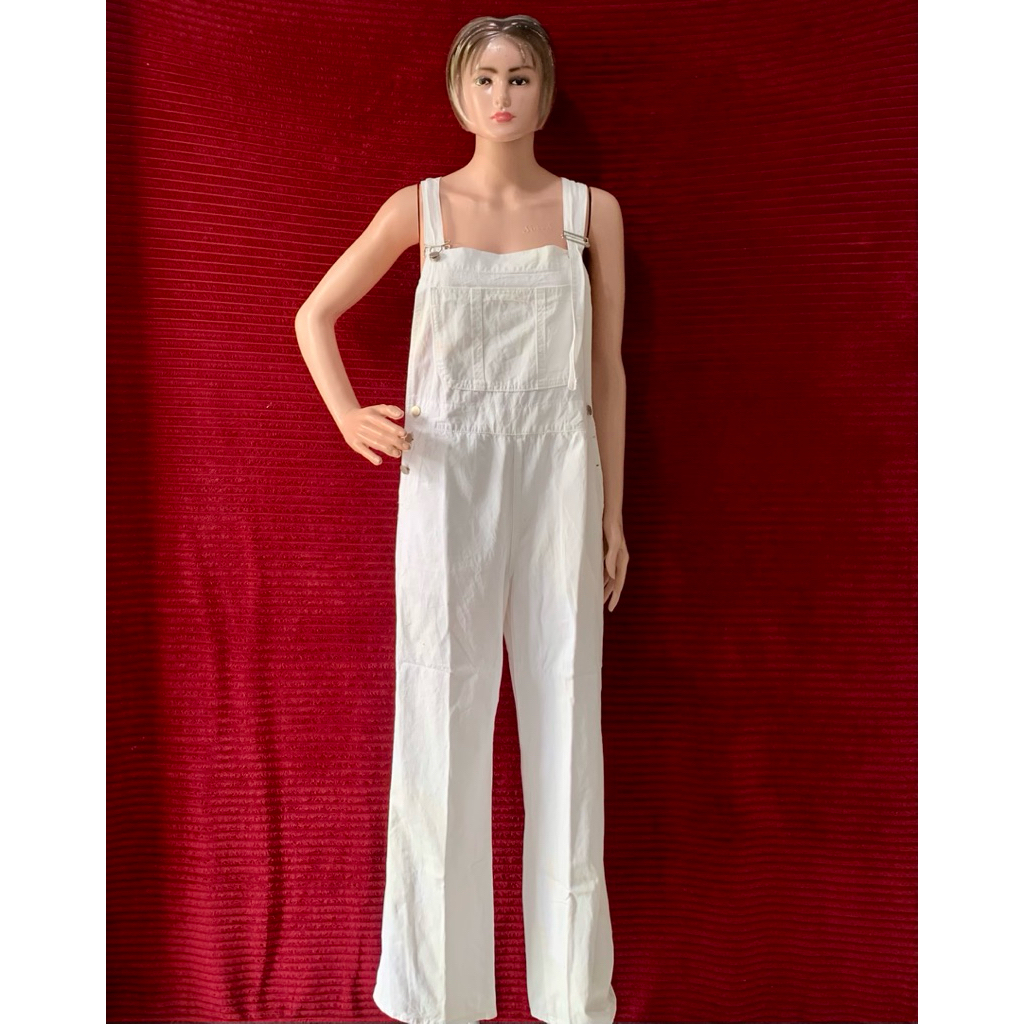 WOMEN OVERALL  JUMPSUIT VINTAGE  KULOT JEANS WANITA PUTIH PANJANG