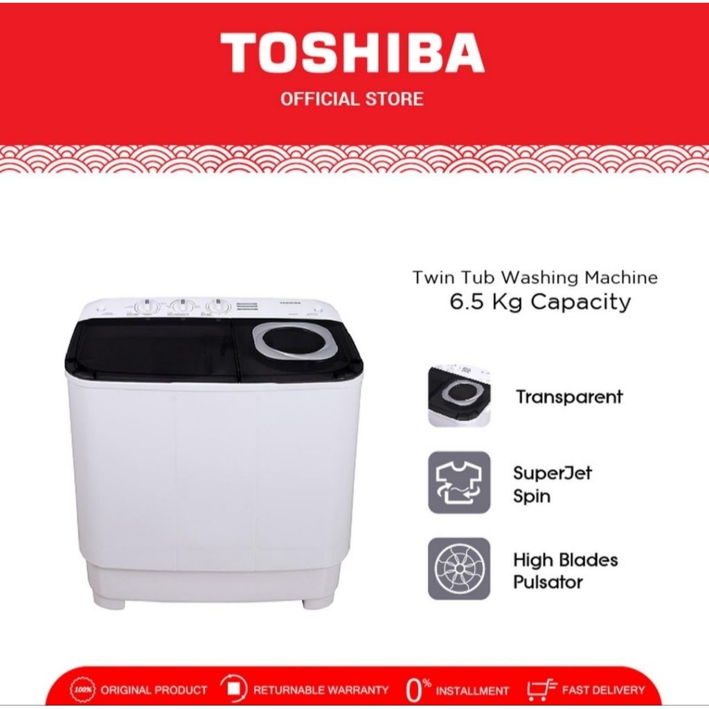 MESIN CUCI 2 TABUNG TOSHIBA VH-H75MN