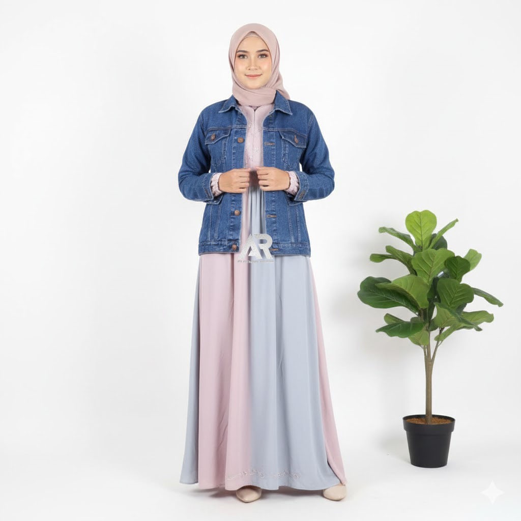 AR CLOTHING STORE - Jaket jeans wanita ottd hijab size M-XXXL Jumbo - ottd hijab jaket denim wanita 