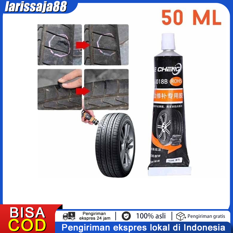 50ml  Lem Ban Hitam Roda Kendaraan- Lem Ban Hitam Roda Kendaraan 50ml  Lem Tambal Perbaikan Ban Mobi