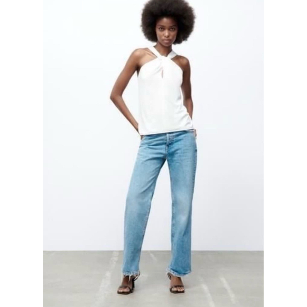 Zara White Halter Tank Halter Neck Top Basic Tank