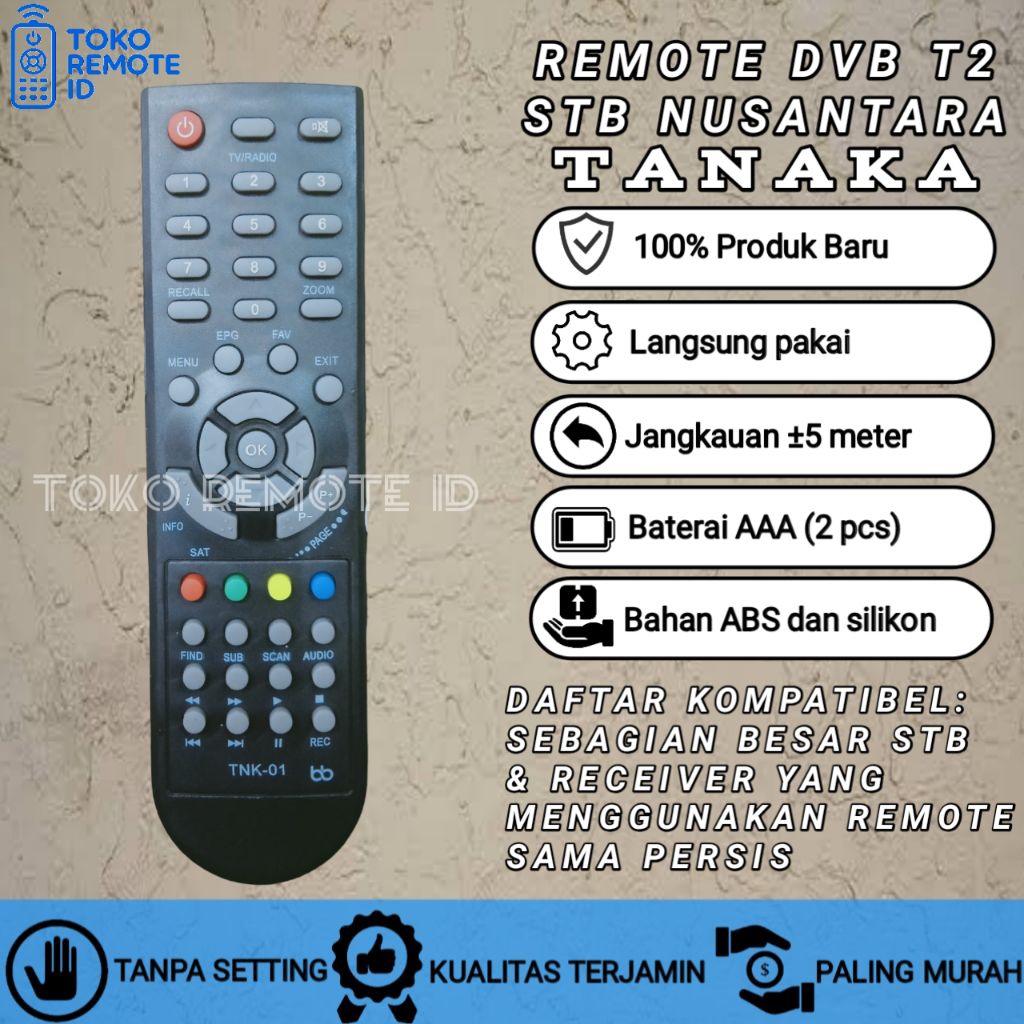 REMOT REMOTE SET TOP BOX DVB T2 TANAKA Nusantara HD