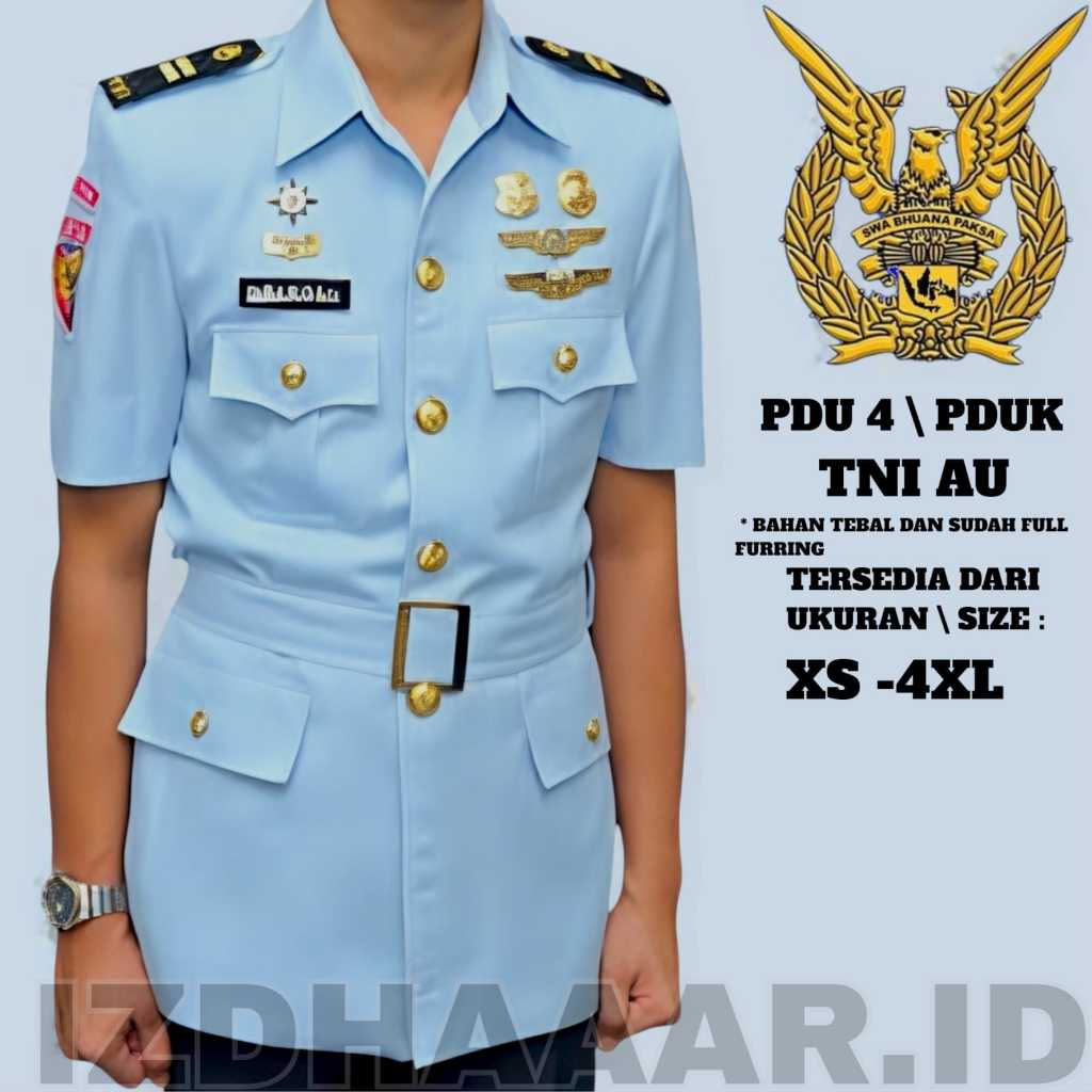 Seragam PDU 4 \ PDUK TNI AU\ Setelan PDU IV \ PDUK TNI AU Kancing gold PDU tni AU