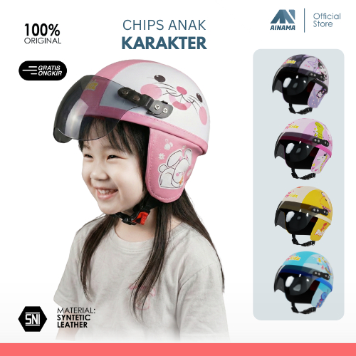 Helm Retro Chip Anak Usia 2-5 Tahun Motif Labubu Cewe Cowo Lucu
