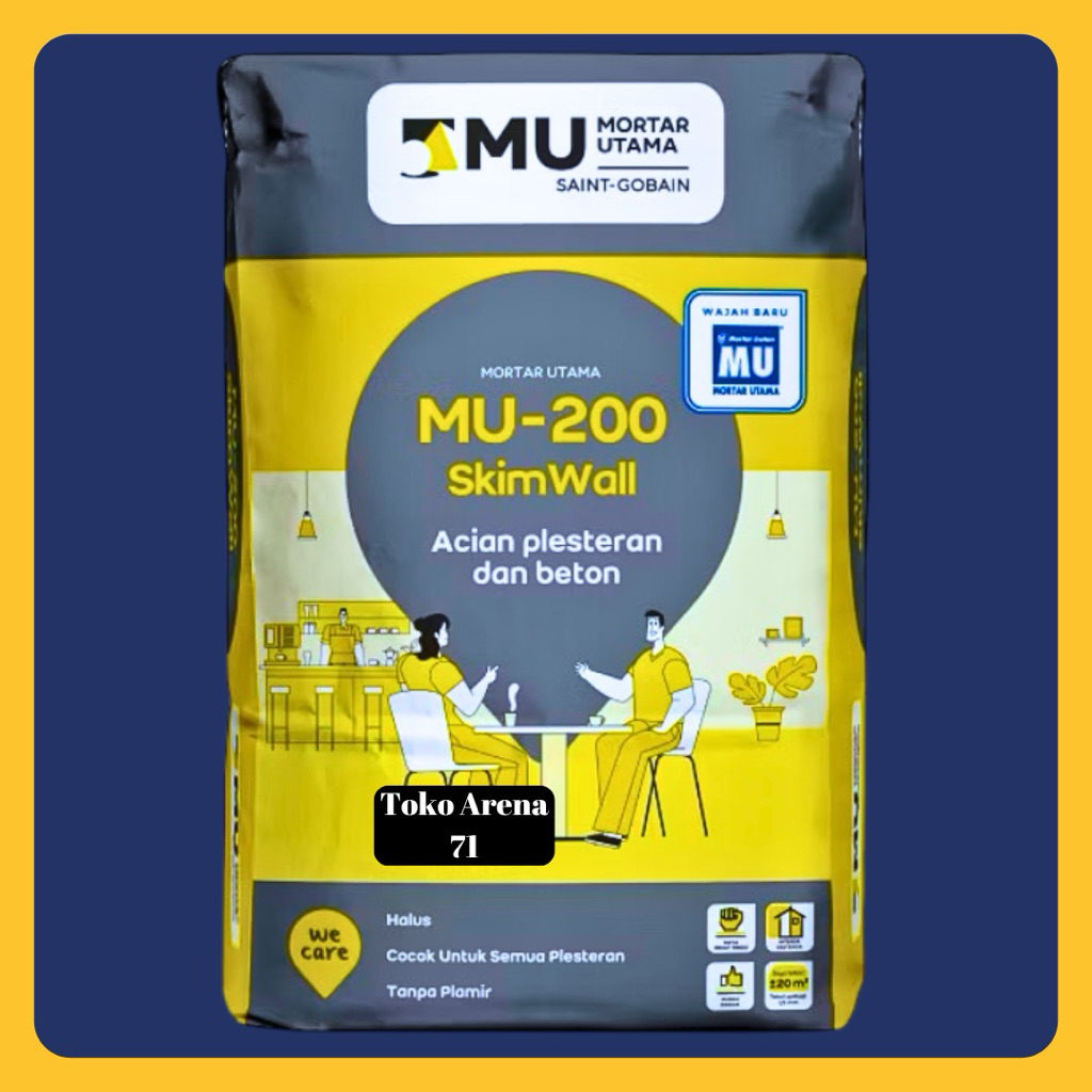 Semen Instan MU200 20Kg - Mortar Utama MU-200 Skimwall Acian Plester & Beton 20 Kg