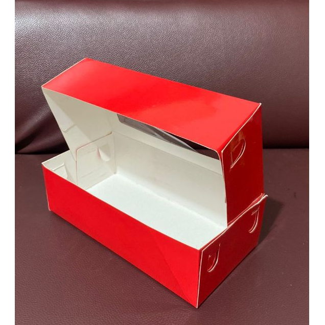 Box Kotak Kue Brownies  Full Laminasi Foodgrade - Ivory 20x10x6 MERAH