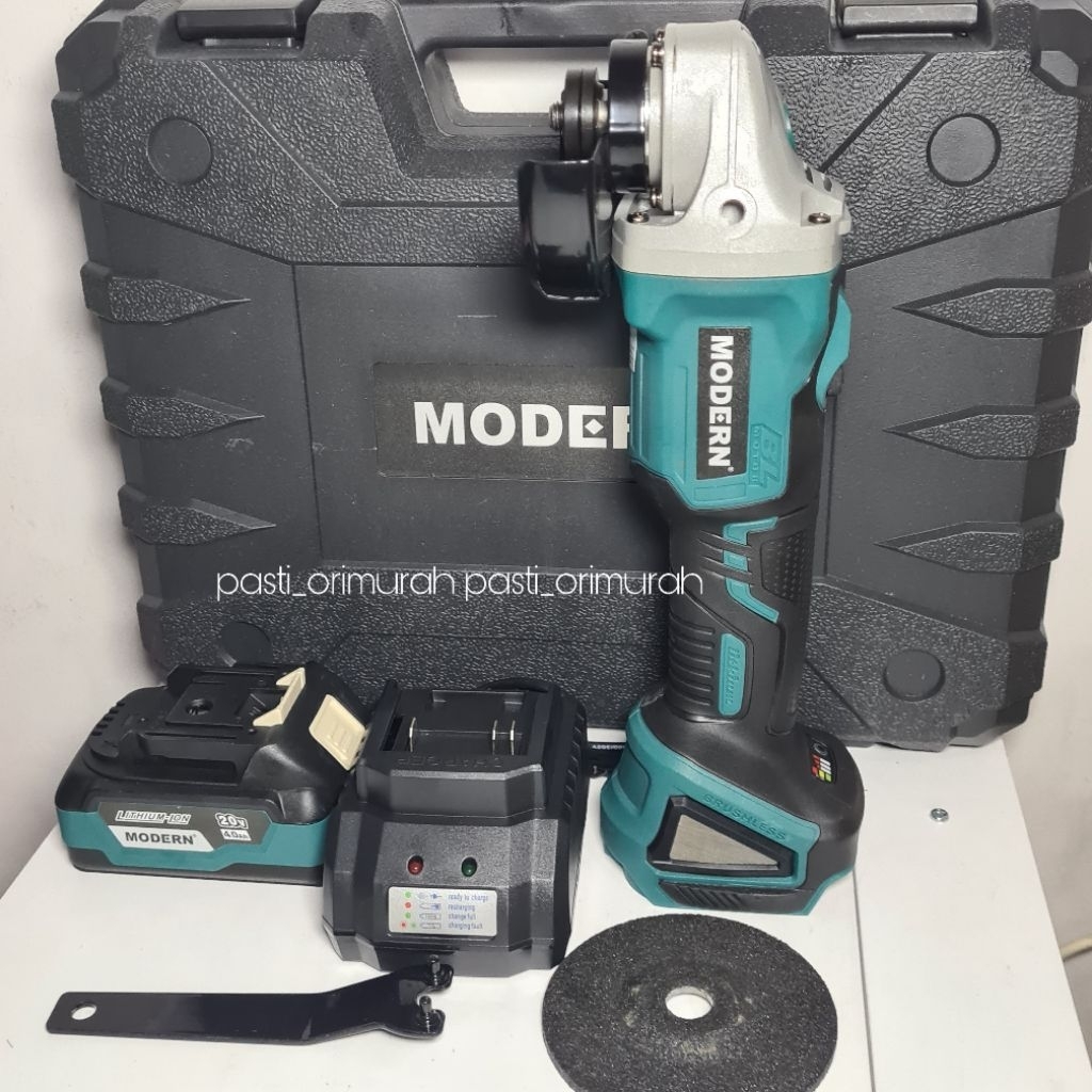 Brushless mesin gerinda M23 cas Modern 20V  cordless grinder grenda baterai batrei bonus batu grenda