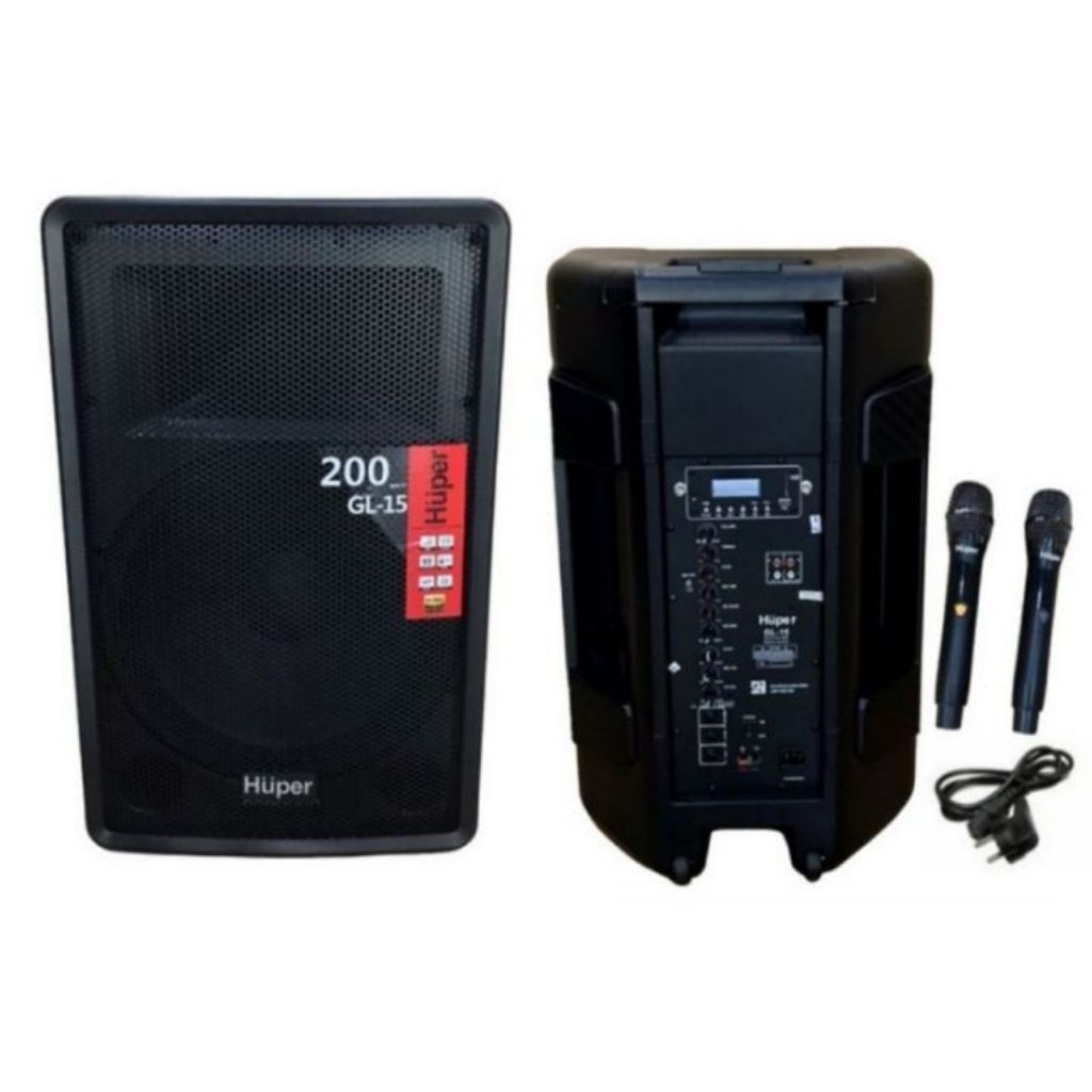 SPEAKER PORTABLE MEETING 15 INCH HUPPER GL15 BLUETOOTH ORIGINAL GARANSI 1 TAHUN