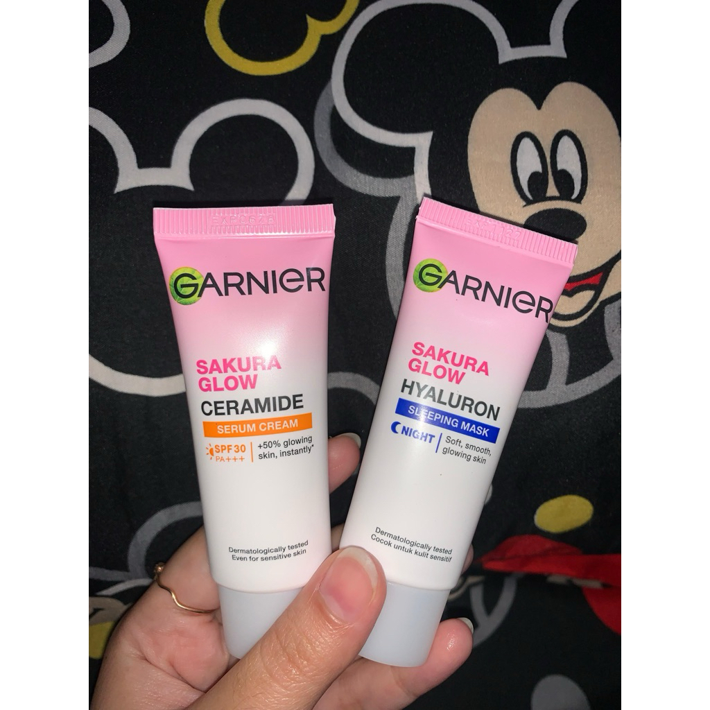serum cream dan sleeping mask garnier sakura white