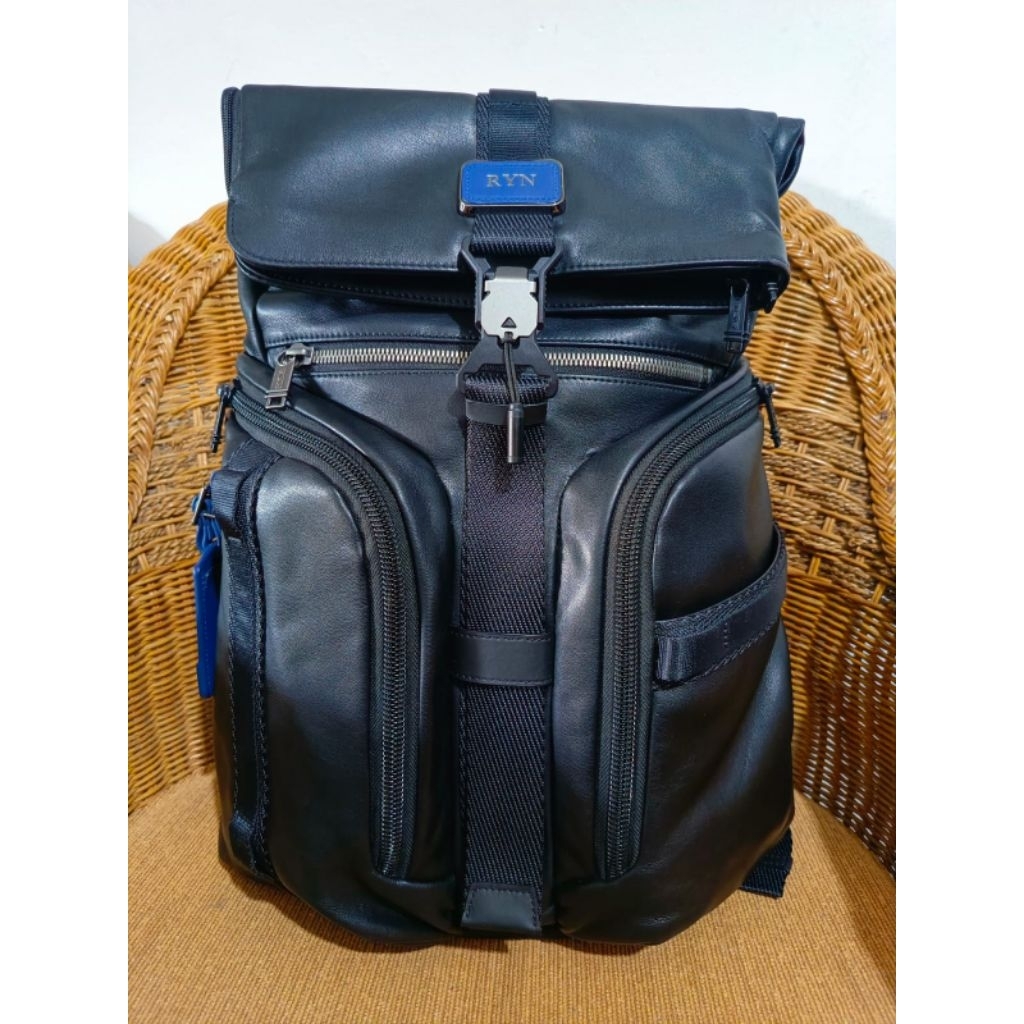 tumi alpha bravo logistic leather backpack