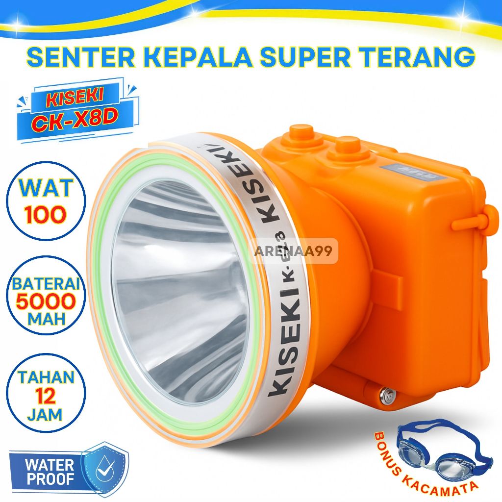 SENTER KEPALA KISEKI CK X8D 100WATT, SENTER HEAD KISEKI 100W, SENTER SELAM KISEKI 100WATT CK X8D ORI