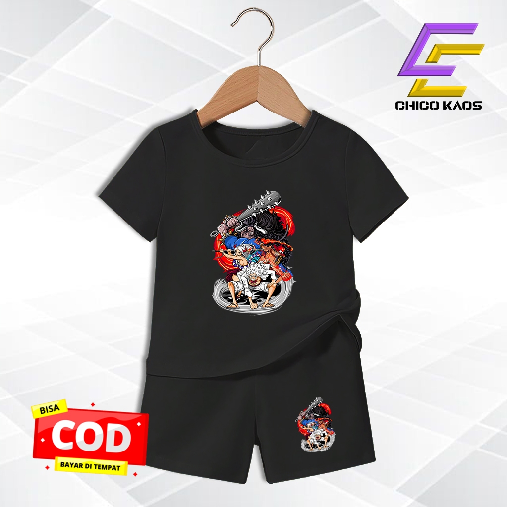 Baju Main Setelan One Piece  Anak Laki Laki - Kaos Distro Karakter One Piece Keren
