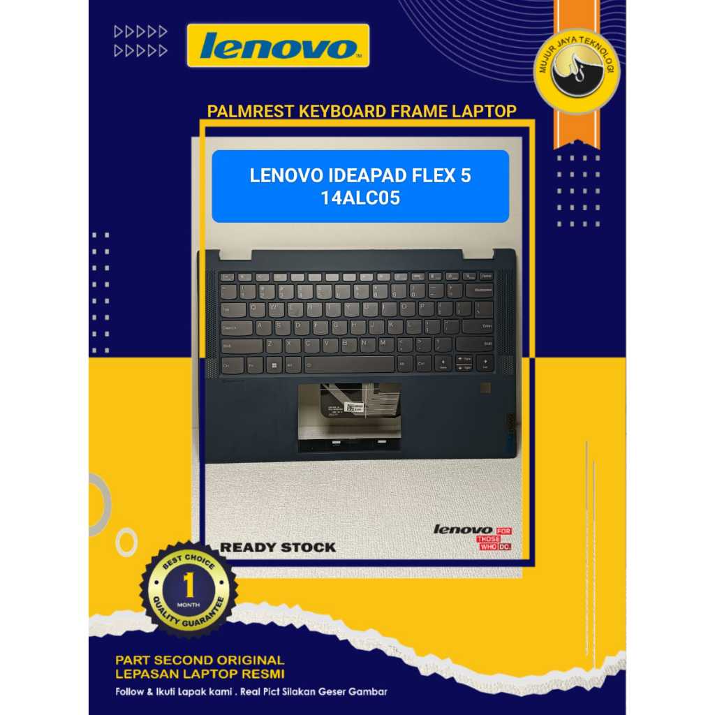 Palmrest Keyboard Frame Top Case Lenovo IdeaPad Flex 5 14ALC05 5CB1C193384 Keyboard Gambling Mulus