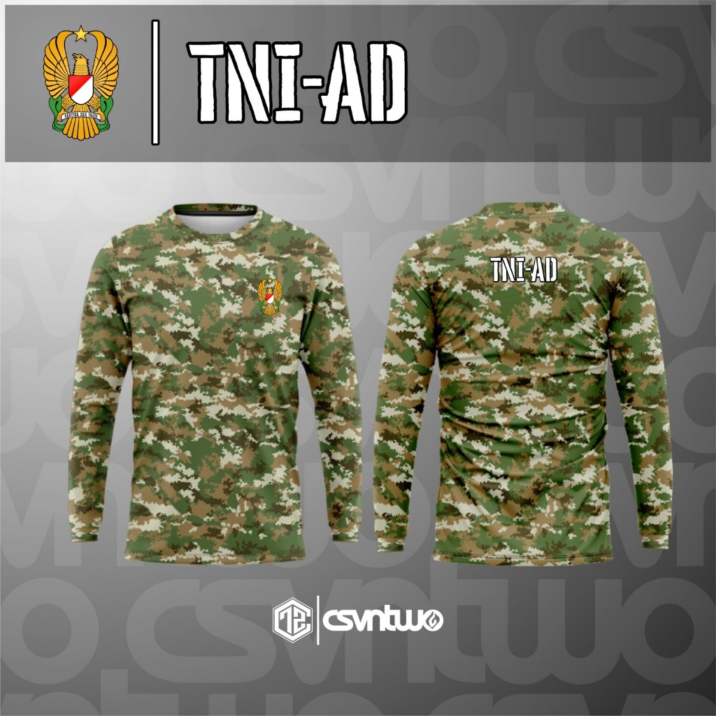 kaos LORENG TNI sage Green Lengan Panjang Sablon Logo Dryfit Terbaru / KAOS PDL SAGE GREEN LENGAN PA