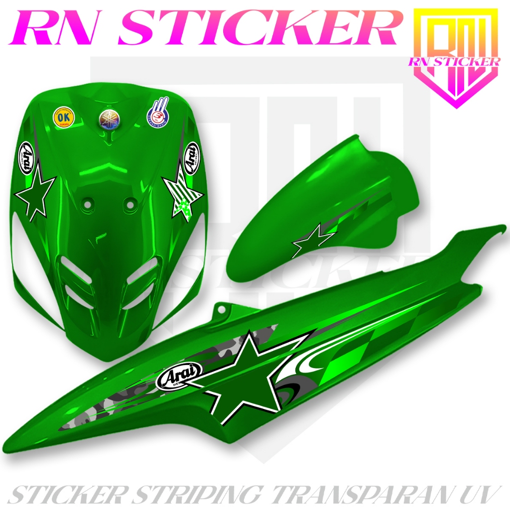 Striping Transparan Yamaha Mio Sporty 2006-2009 Motif Arai Bendera Bintang Variasi Mio Old
