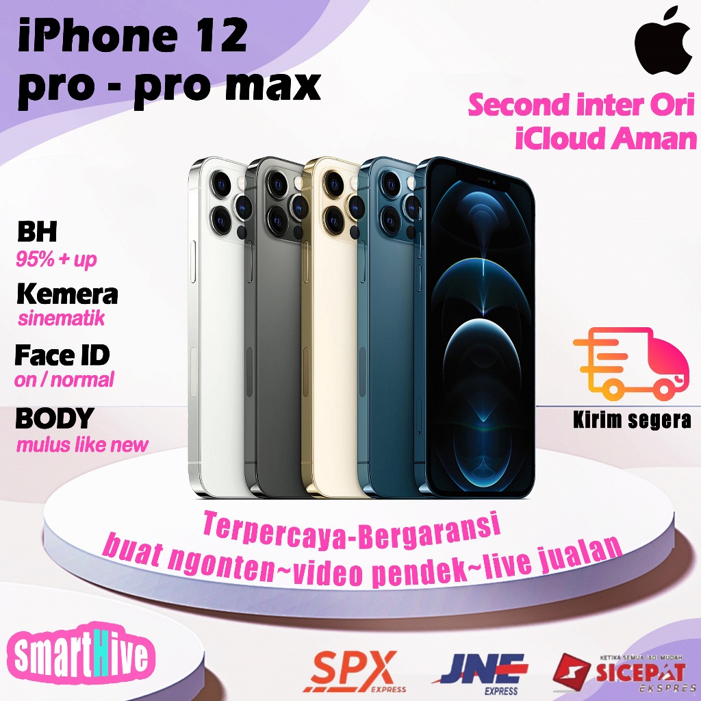 iPhone 12 Pro Max&12 Pro 128GB 256GB Second Original Fullset Mulus Inter aman/wifi only/video pendek