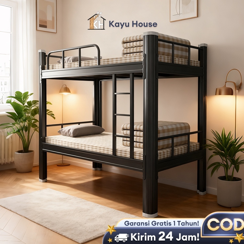 Tempat Tidur Tingkat Ranjang Besi Ranjang Susun Besi  untuk Asrama  Keluarga Anak Banyak 200x90x180
