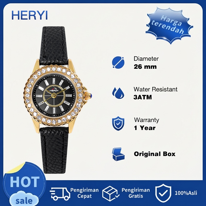 Jam Tangan Wanita Quartz dengan Dial Mutiara Laut dan Permata Berlian, Manis dan Menawan, Tahan Air