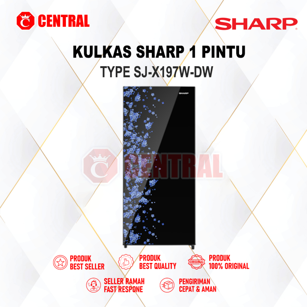 KULKAS SHARP 1 PINTU SJ-X197W-DW SJ X197W DW - DOUBLE FREEZER KULKAS SHARP TERBARU