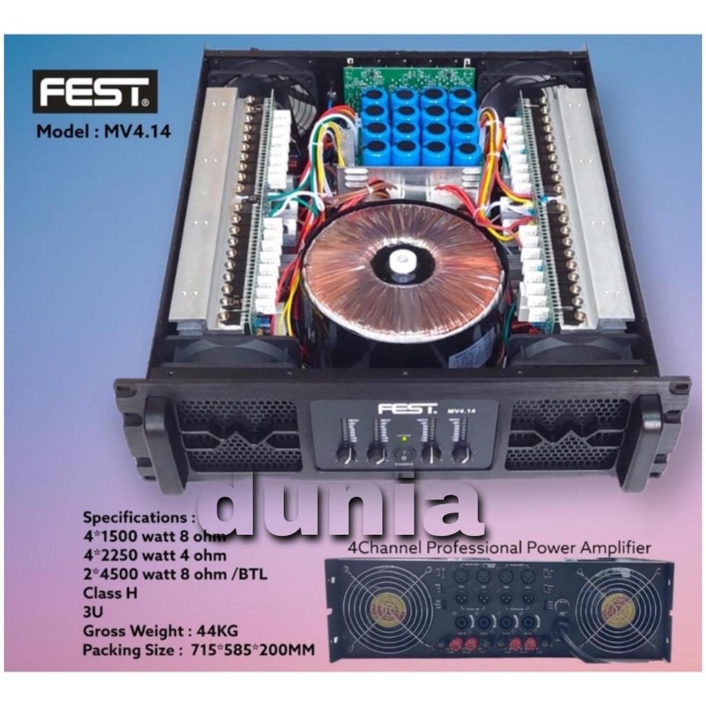 Power Fest MV4.14 Amplifier 4 Channel Fest MV 4.14 Class H 4X1500 Wat