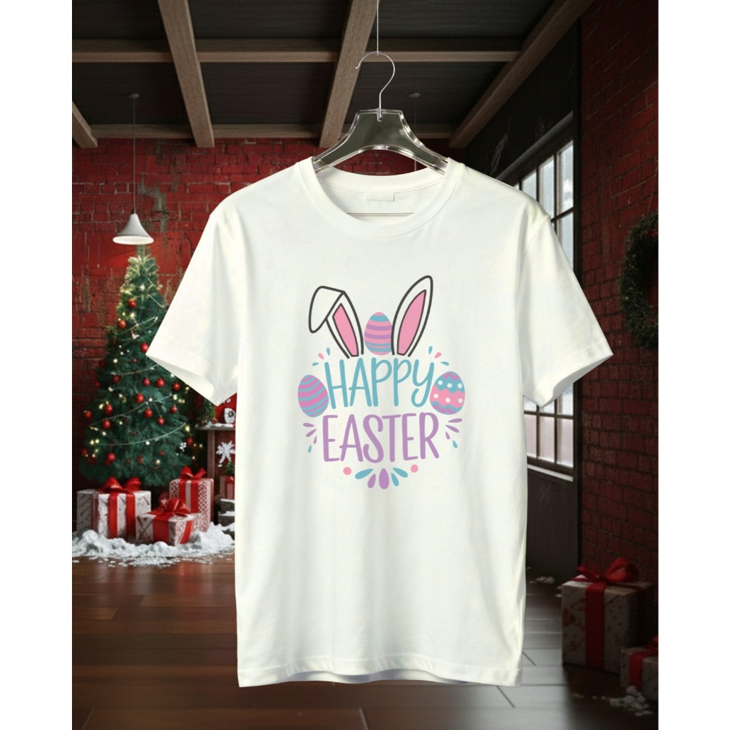 Kaos Paskah Happy Easter Bunny Ears Telur Lucu | Premium Pria Wanita Unisex Distro
