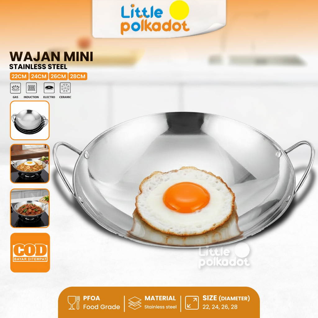 Littlepolkadot Wajan Mini Stainless Anti lengketWajan Stainless Tebal Kuali Premium Dengan Pegangan 