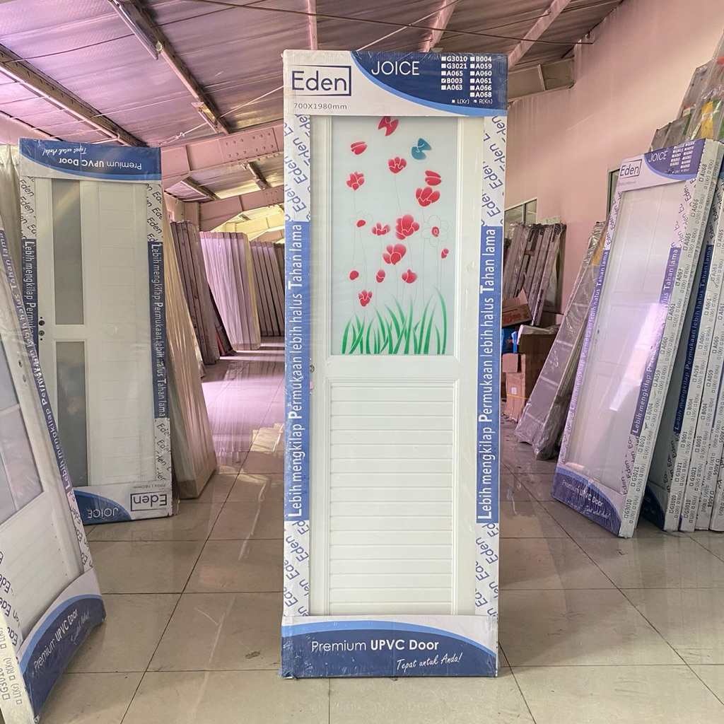 Pintu Eden B003 Pintu UPVC Pintu Kamar Mandi Minimalis Bunga 70x198 CM