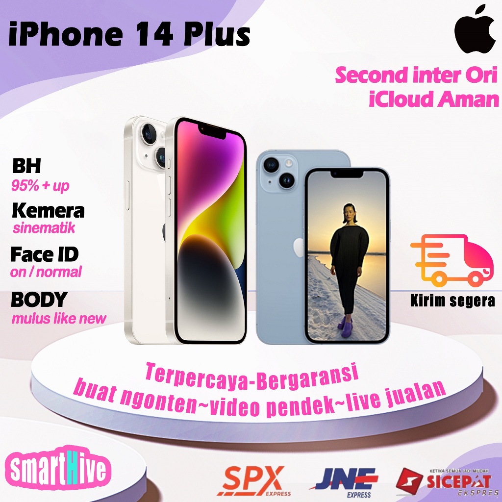 iPhone 14 plus second ori 256GB 128GB inter Bekas MULUS FULLSET Like New aman/wifi only/live jualan/