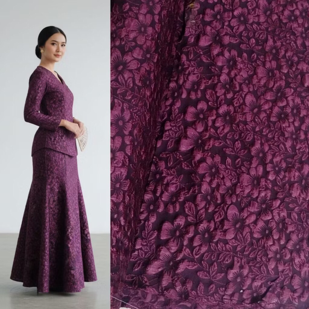 Kain Tekstil Motif Jacquard Embos Lembut Adem Lebar 150 cm untuk Kebaya Gamis Dress