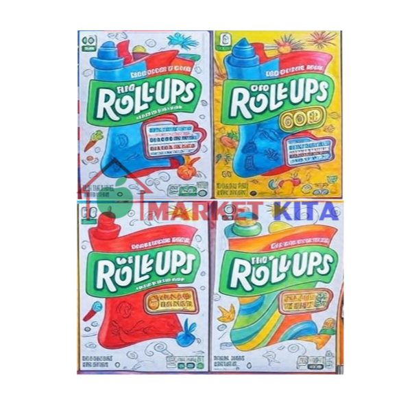 Fruit Roll Ups Candy USA 141g | Strawberry Blast Variety Pack Sour Tropical TIe Dye | Permen Jeli Im