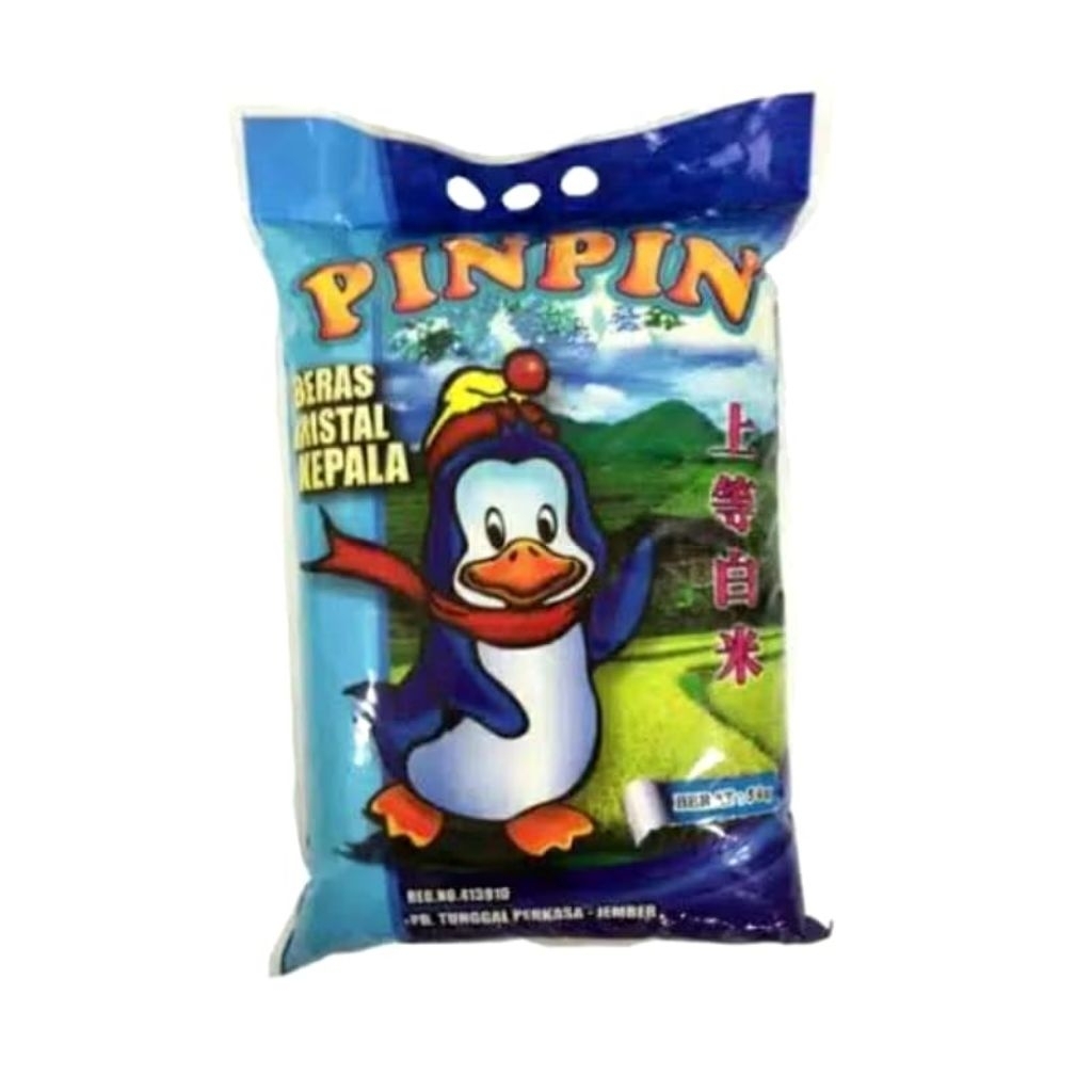 Beras Kristal Kepala Pinpin 5 kg | Beras Pinpin 5 kg | Kemasan 5 kg