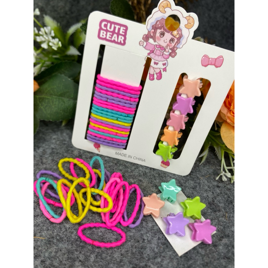 ikat rambut anak perempuan/ikat rambut set jepitan/ikat rambut lucu anak anak/B8