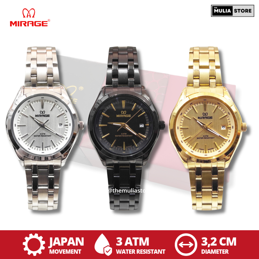 MIRAGE Jam Tangan Wanita Mirage Original 8754 BRP L Tanggal Analog