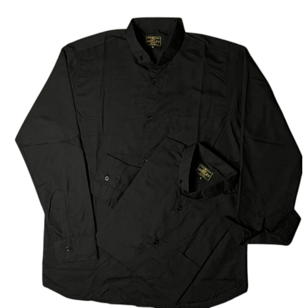 Kemeja hitam pria,kemeja polos lengan panjang,kemeja polos pria,kemeja hitam lengan panjang