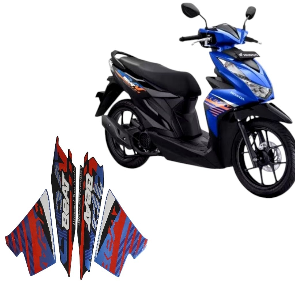 Stiker Striping Lis Body Motor Beat CBS 2021 Hitam Biru.