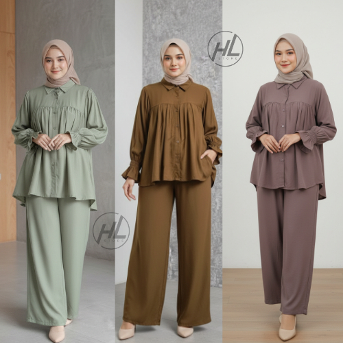 JENNA ONE SET RAYON TWILL PREMIUM // SET POLOS WANITA