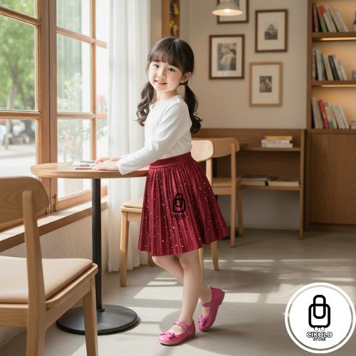 ROK ANAK PENDEK USIA 3-5 TAHUN PLISKET BLUDRU VELVET VARIASI MUTIARA PREMIUM