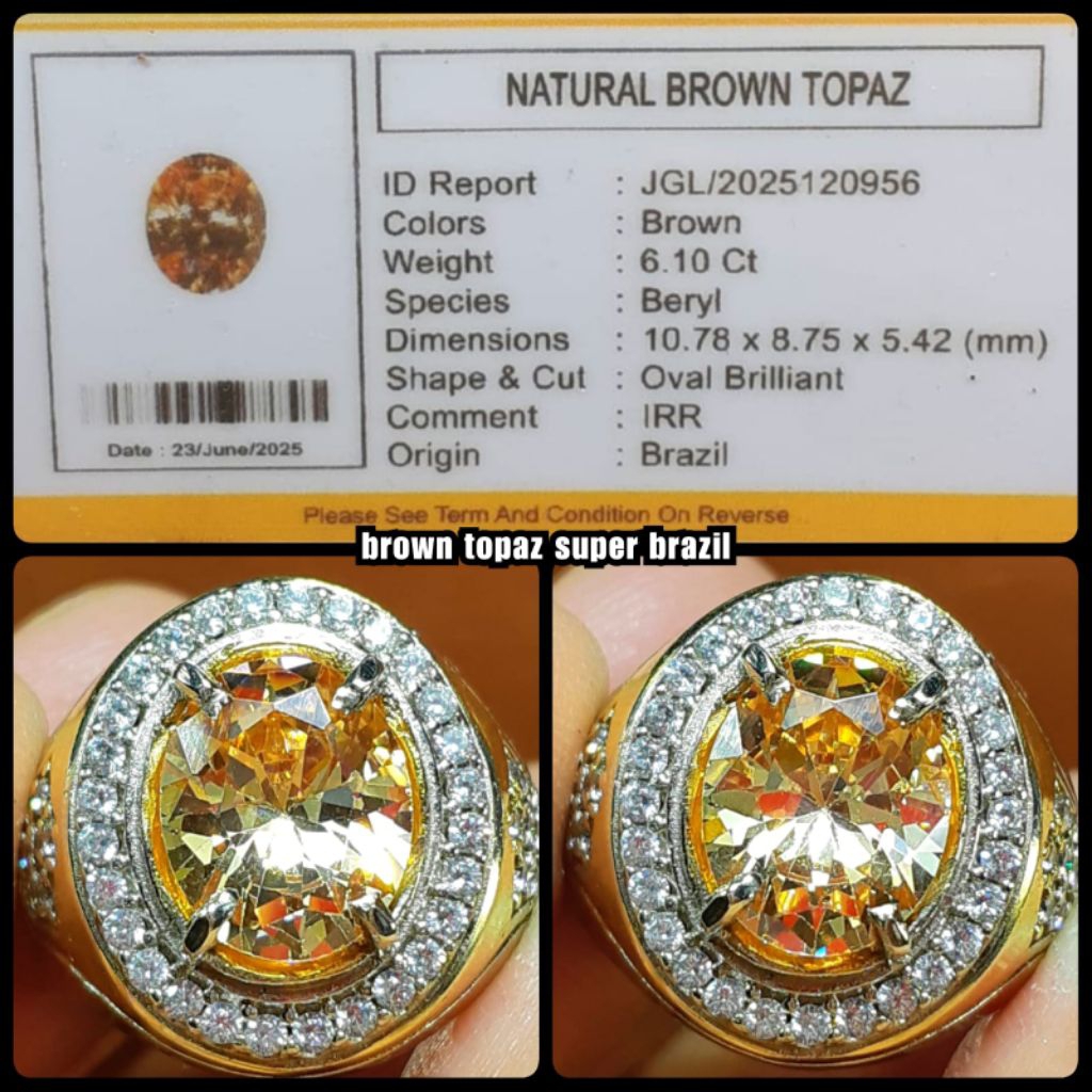 original batu mulia brown topaz asli brazil