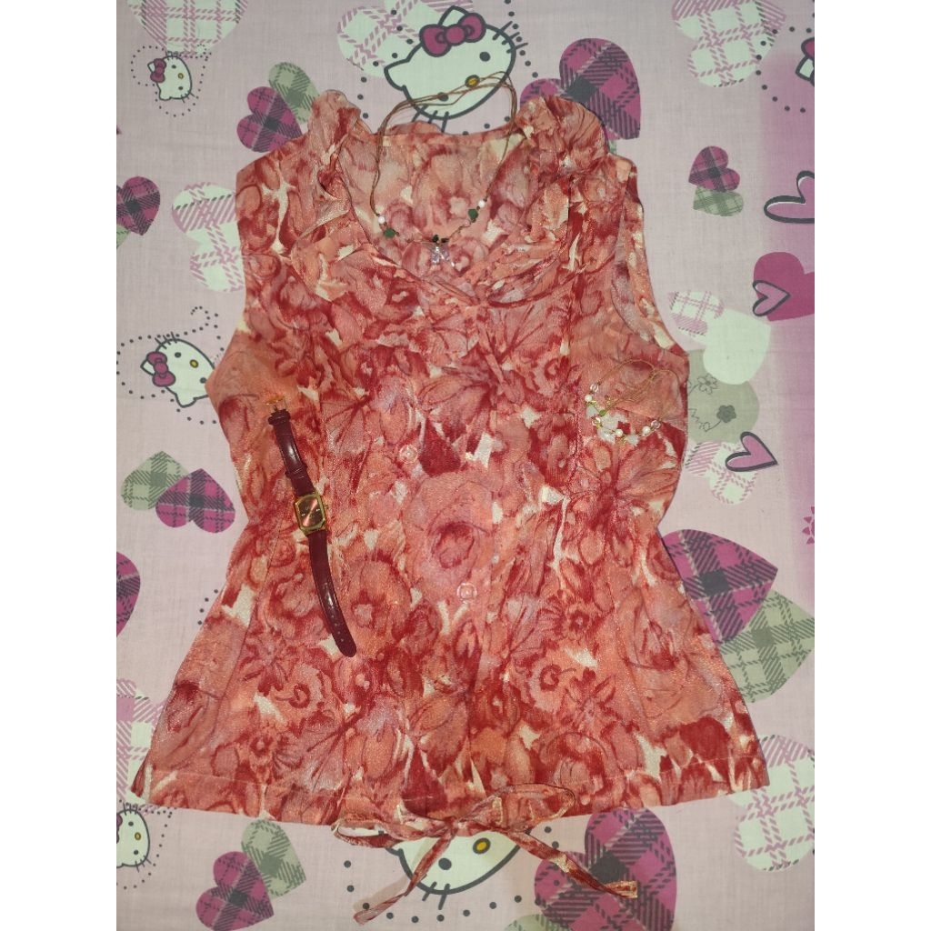 top vintage flolar (vintage style,mori style,indie style)